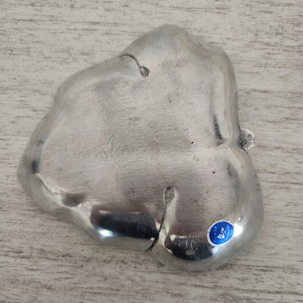 (X3) Leaf Design Trays Antique Silver Plated Decor Trinket Coin‎ Ring
